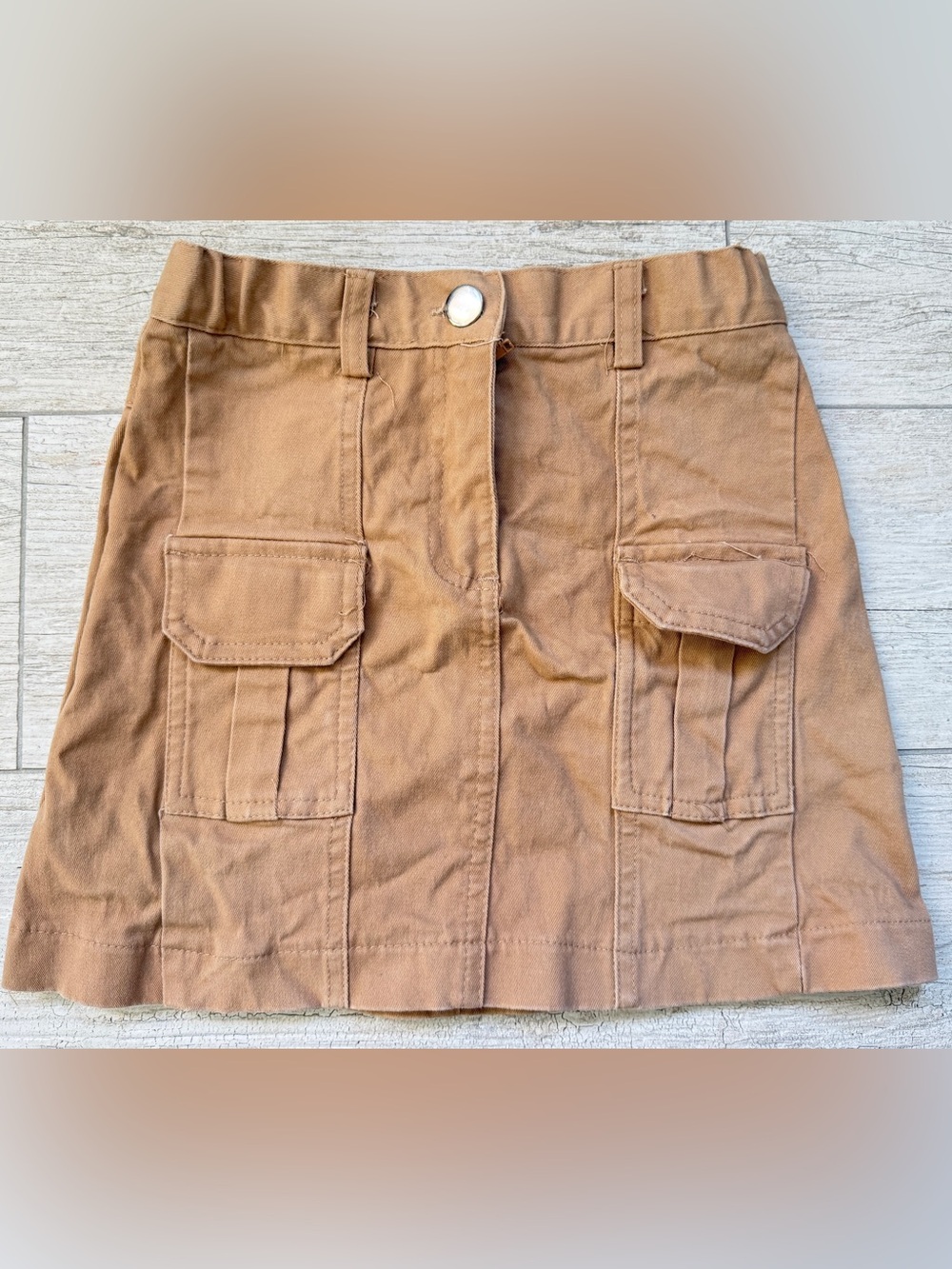 Utility Pocket Mini Skirt in Tan/Khaki